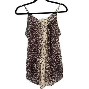 NWT Susana Monaco 4 (Small) Purple and Cream Lightweight Flowy Sheer Tank‎ Top